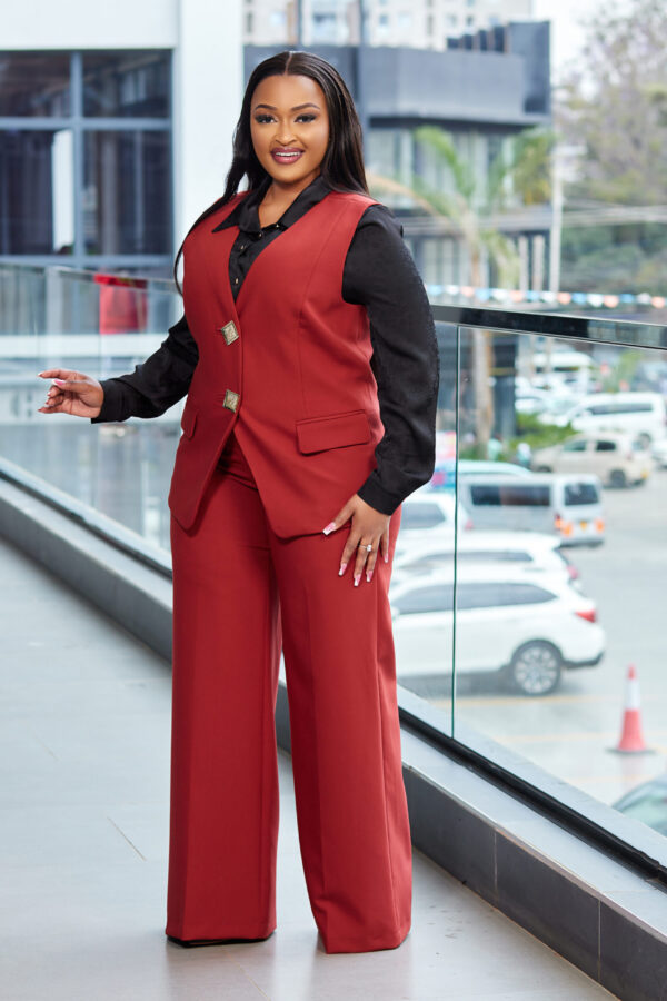 Maroon Sleeveless Trouser Suit